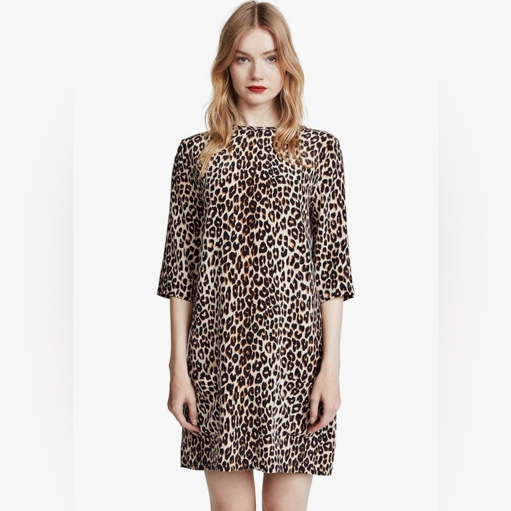 Leopard silk shirt dress